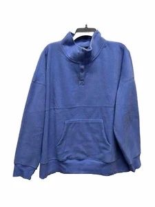 Anybody Damen Top Übergröße Gr. XL Lounge Polar Fleece Pop Over Henley Blau A553803 - Bild 1 von 6