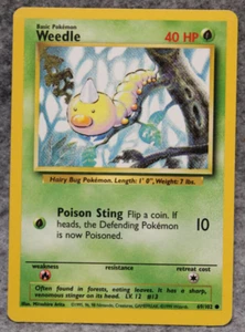Pokemon Juego de Cartas Coleccionables Weedle Base Set 69/102 Tarjeta Común Ilimitada LP - Imagen 1 de 2