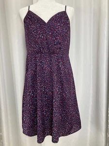 Gap Purple w/Multicolor Polka-Dot V-neck Pocketed Dress Women’s size 12 - Picture 1 of 7