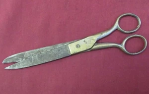19C. ANTIQUE BRONZE & STEEL TAILOR SEWING SCISSORS - Picture 1 of 5