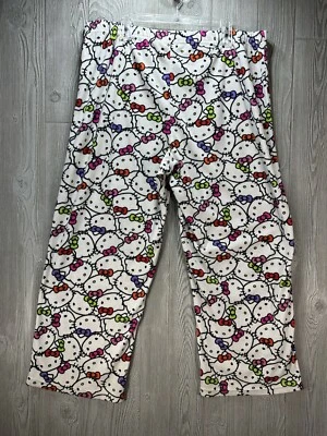 Pantalones de pijama Sanrio Hello Kitty Y2K talla 2X (18W-20W) blanco suave estampado por todas partes Foto 1 de 4