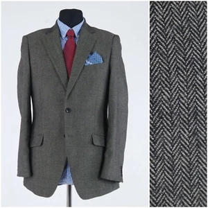 Mens Herringbone Blazer 40R UK Size H&M Grey Wool Sport Coat Jacket - Picture 1 of 13