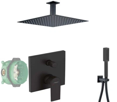 Hansgrohe Vernis Shape Ibox Duschset Schwarz Unterputz Regendusche 300 400 B76D - Bild 1 von 4