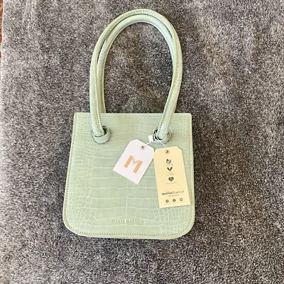 NWT Melie Bianco PETA Vegan Croc Leather Handbag Top Double Handles Mint Green - Image 1 of 4
