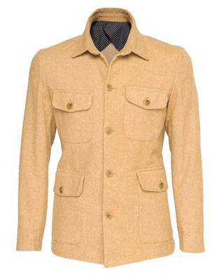 NWT EZZELINO FIELD JACKET yellow cotton cashmere wool luxury Italy XL - Image 1 of 4