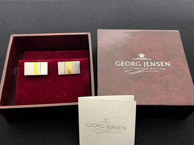 Georg Jensen Danimarca Gemelli in argento sterling con oro 18 carati #152A... - Immagine 1 di 4