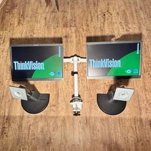 ThinkVision 22” LT2252pwC LOT OF 2 + Vivo Dual Monitor Arm & OEM Monitor Stands - Picture 1 of 16