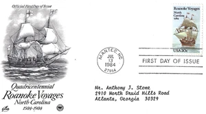 USPS Roanoke Voyages July 13 1984 #2093 FDC Artcraft Vintage - Picture 1 of 1