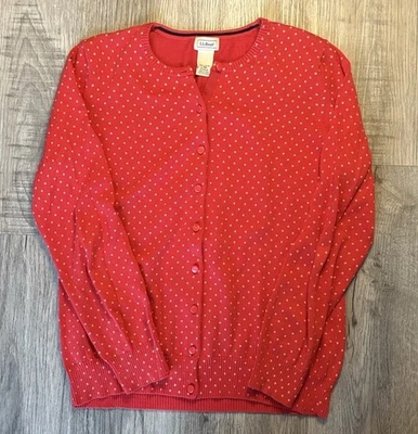 L.L. Cárdigan con botones 100 % algodón a lunares amarillos naranja talla grande Bean Foto 1 de 4