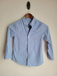 Vineyard Vines Shirt Boys 7 Long Sleeve Whale Dress Performance Youth Kid Blue - Picture 1 of 4