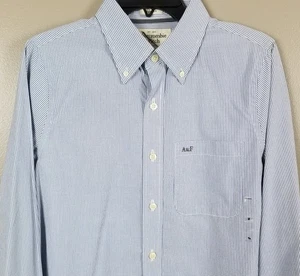ABERCROMBIE & FITCH MENS BUTTON UP SHIRT BLUE WHITE LONG SLEEVE NEW (SIZE SMALL) - Picture 1 of 12