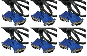 Lot of 6 – 6ft VGA Cable HD15 Male to Male – Monitor Projector PC - Picture 1 of 5