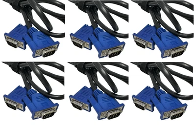Lot of 6 – 6ft VGA Cable HD15 Male to Male – Monitor Projector PC - Image 1 of 4