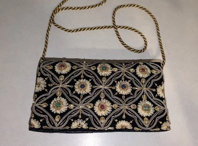 Black Zardozi Beaded Bag - Image 1 of 4