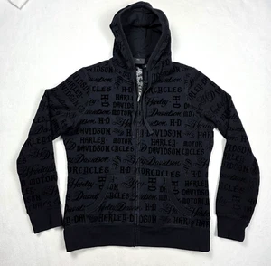 Harley-Davidson Hoodie Damen Gr. XL Schwarz Full Zip AOP Kapuze Biker - Bild 1 von 14