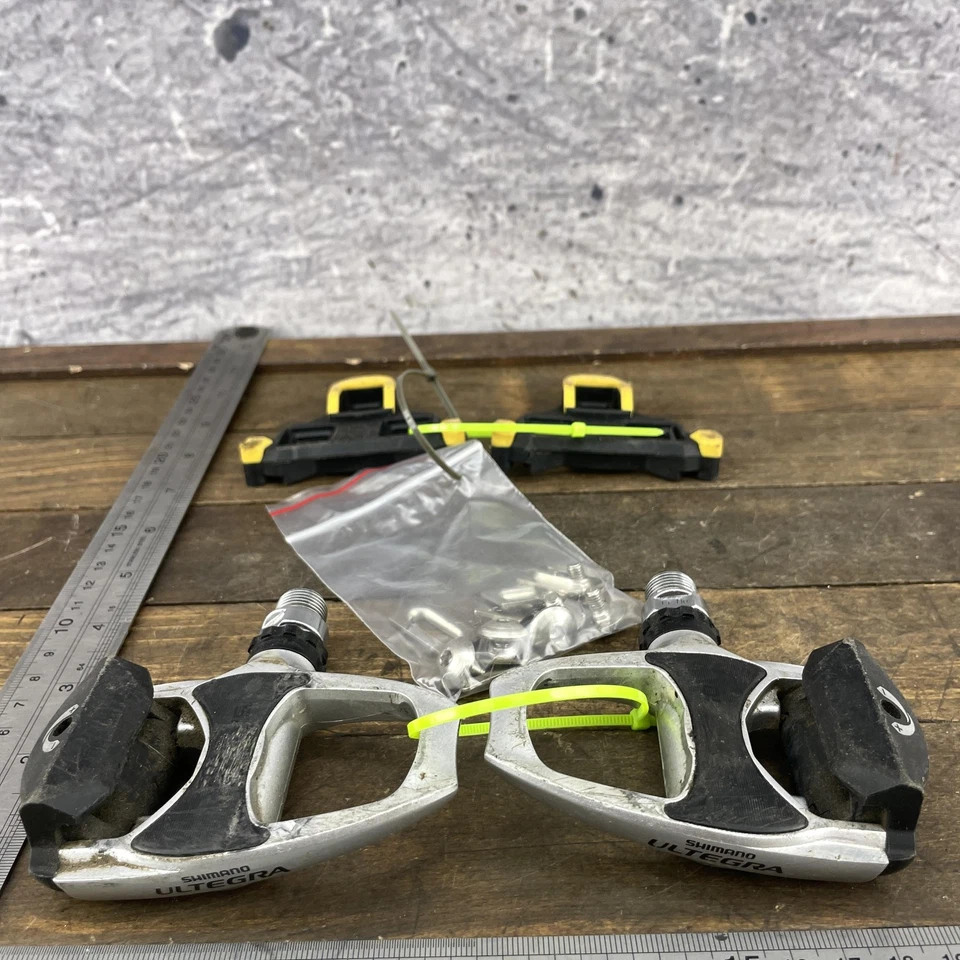 Shimano Ultegra PD-6610 Road Bike Pedals RD2-C Yellow Cleats Bolts Japan - Image 1 of 4