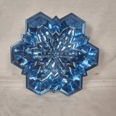 Blue Snowflake Serving Tray Plastic 8" Christmas New - Image 1 of 4