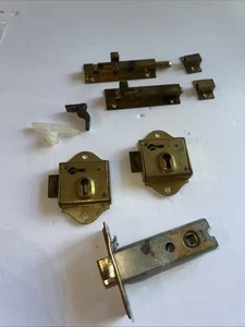 Vintage Türriegel / Schlossteile Riegel Messing Konvolut - Bild 1 von 9