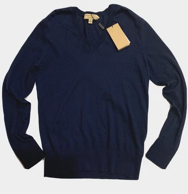 Suéter Burberry para hombre Kempton azul marino lana merino cuello en V - talla XS - venta al por menor $400 Foto 1 de 4