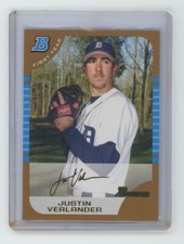 2005 Bowman Gold Justin Verlander Rookie Baseball Card Detroit Tigers #174