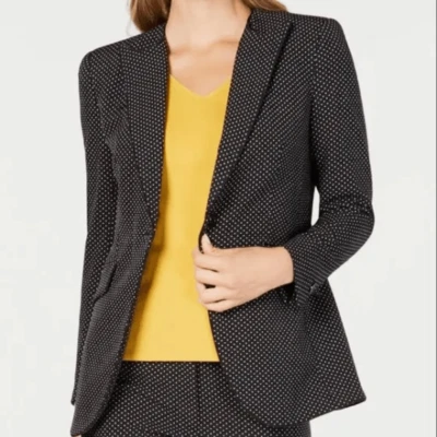 Anne Klein NWT Single Breasted One Button Blazer Jacket Black with Pin Dots 14 - Image 1 of 4
