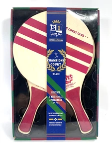 Brand New PADDLEBALL SET two burgundy paddles and balls THE CHAMPIONS COURT CLUB - Picture 1 of 4