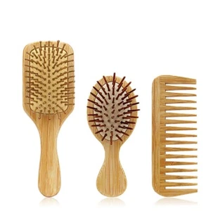 Juego de 3 peines de cepillo de pelo de bambú para mujeres hombres niños seco húmedo pelo largo corto - Imagen 1 de 8