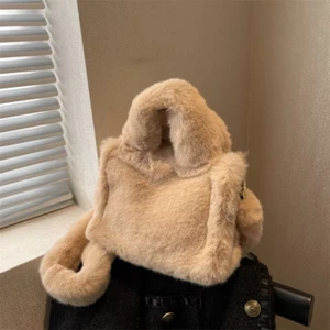 Cute Winter Faux Fur Tote Soft Fluffy Warm Handbag Crossbody Hand Bag For Women - Picture 1 of 16