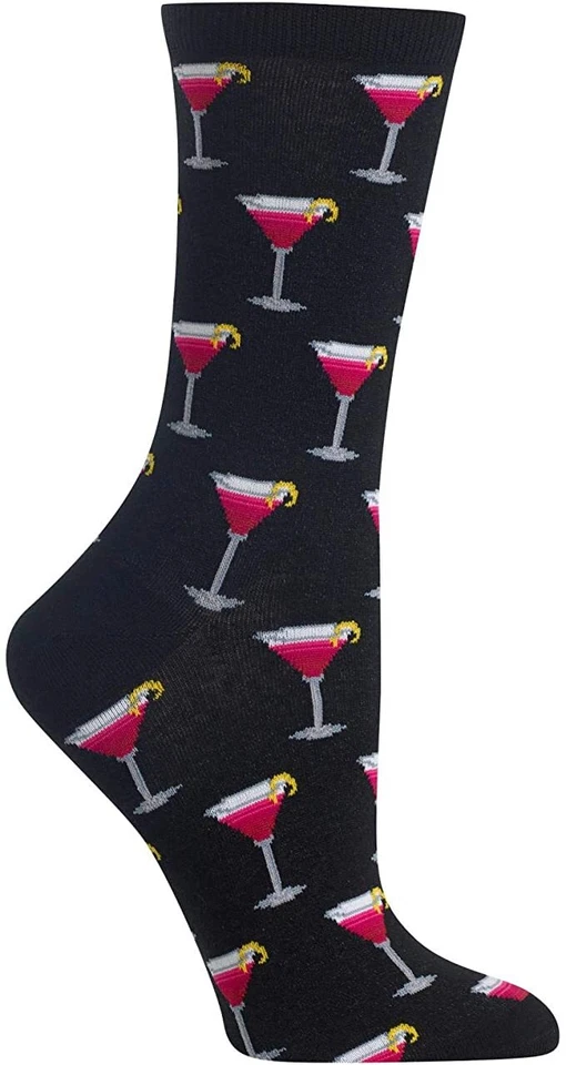 Hotsox Womens Cosmo Cocktail Socks, Black, 1 Pair, Womens Shoe 4-10 - Image 1 of 1