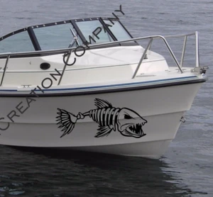 Fish Skeleton Boat Decals Sailboat Vinyl Stickers Kayak Yacht Graphics Sport Art - Picture 1 of 5