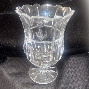 VTG St George Block Glass Crystal Tulip Garden Collection Pedestal Hurricane 7" - Picture 1 of 6