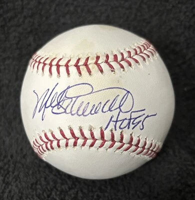 Mike Schmidt HOF 95 Willie McCovey HOF 86 SIGNED OMLB Baseball PSA 500 HR Club - Image 1 of 4