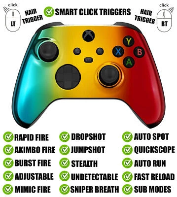 Chrome Gradient Silent Modz Smart Click Triggers Modded Controller for Xbox & PC - Image 1 of 2