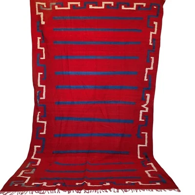 Vintage Moroccan Rug Berber Wool Red Rug Handwoven Tribal Kilim Azilal Carpet - Image 1 of 4