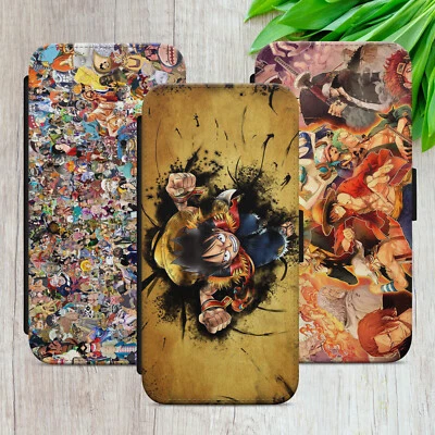 ONE PIECE ALL CHARACTERS FLIP WALLET PHONE CASE COVER FOR IPHONE SAMSUNG GOOGLE - Image 1 of 4