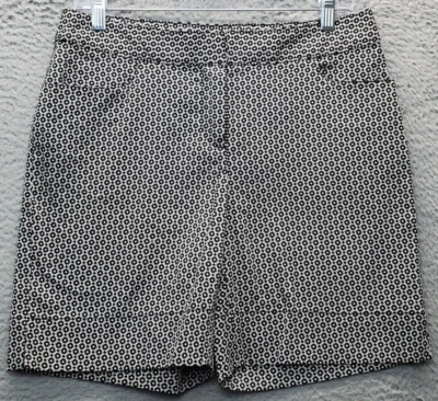 Pantalones Cortos Chinos Ellen Tracy Para Mujer Talla 4 Negro Blanco Geo Estampado Bolsillos Frente Plano Foto 1 de 4