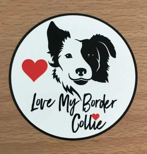 Pegatina Border Collie - Perros Collies I Love Border Collies Pastores Cachorros - Imagen 1 de 1