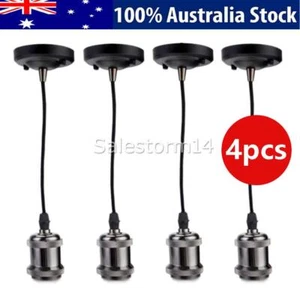 4pcs Ceiling Light Fitting Vintage Industrial Pendant Lamp Bulb Holder Hanging - Picture 1 of 9