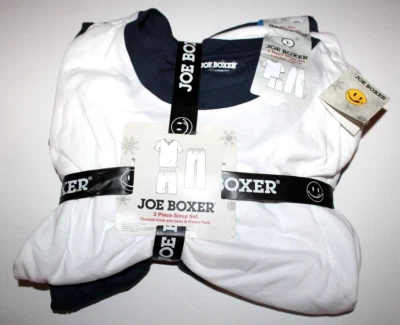 Conjunto de pijama Joe Boxer masculino azul marinho/branco térmico tripulação jams e calça de lã para dormir - G - Imagem 1 de 3