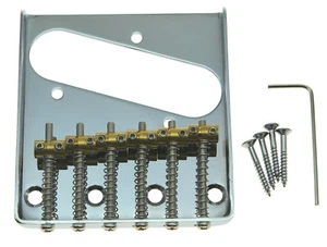 Chrome Tele Single Guitar Bridge 6 Brass Saddle Bridge fits Telecaster Guitar - Picture 1 of 5