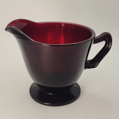 Vintage Anchor Hocking Royal Ruby Footed 8oz Creamer | Red Depression Glass - Image 1 of 4