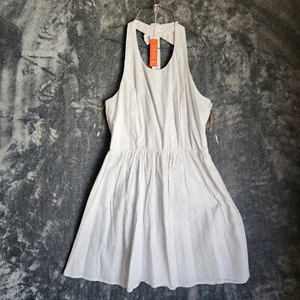 NWT Bebop Round Neck Bow Tie Back Fit and Flare White Mini Dress Size Large - Picture 1 of 11