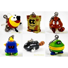 Super Mario 3D Land Keychain Charm T-Arts - 6PC SET 0.8in Wallop Gashapon 2011