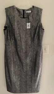 VINTAGE NWT Calvin Klein Metallic Snake Print Sheath Dress 16 - Picture 1 of 5