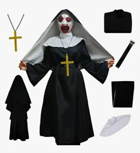 Scary Nun Costume Plus Size Nun Outfit Priest Cosplay Anime Costume Black XXL - Picture 1 of 10