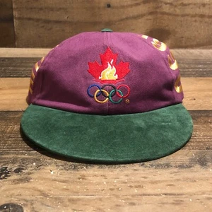 VTG Olympics Hat Strapback Cap Men Purple 1996 Atlanta Paisley Brim Canada READ - Picture 1 of 9
