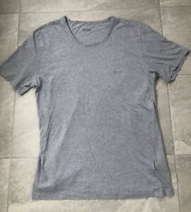 Hugo Boss T-Shirt Mens Grey Size Large Round Neck Small Logo Short Sleeve Tee