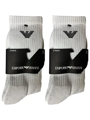 6 pares de calcetines ligeros EMPORIO ARMANI CREW BLANCOS para hombre talla 6,5-13,5 (S-L) Foto 1 de 2