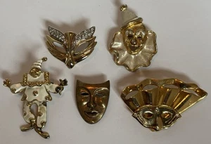 Brosche Broschen Maskenbroschen Harlekin 5 Stück Top ! - Bild 1 von 7