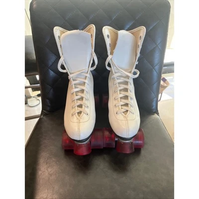 Patines de colección Chicago Roller Skate Co blancos con cordones para mujer talla 8 Foto 1 de 4
